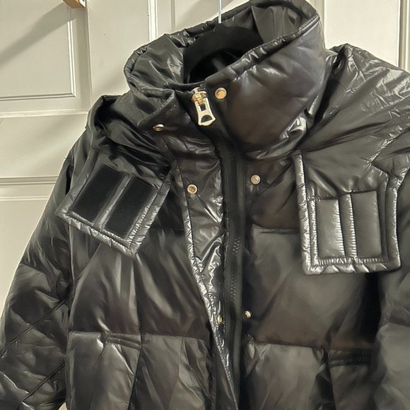 Shiny Black Puffer with Hood - Picture 8 of 12